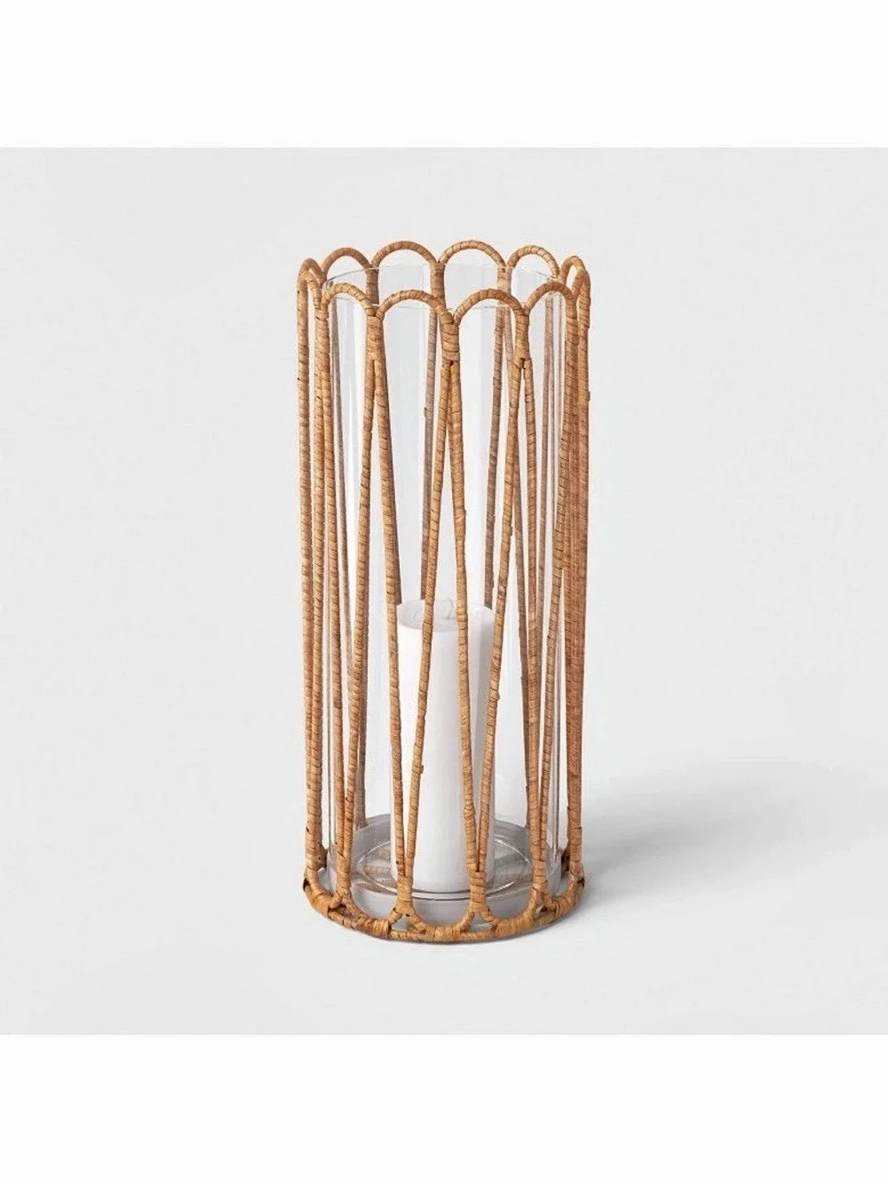 Threshold Rattan Wrapped Hurricane Candle Lantern , Large Size